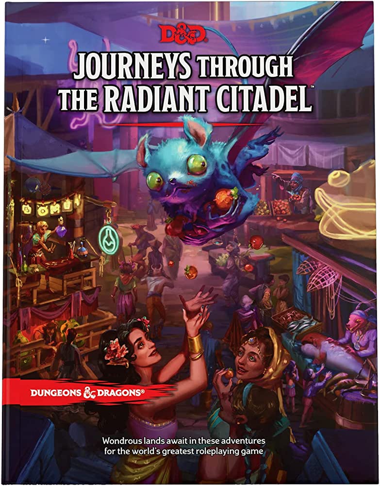 The cover to the DnD anthology book Journeys Through the Radiant Citadel for 5e.