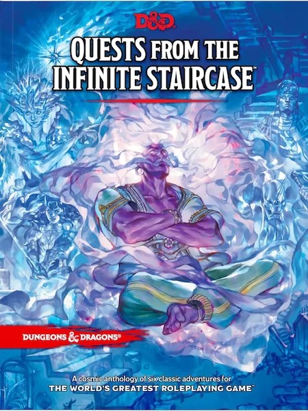 Cover art for the DnD anthology book "Quests from the Infinite Staircase."