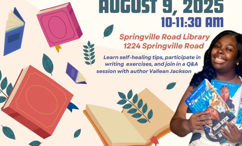 Meet Author Vallean Jackson August 9 at Springville Road Library Meet Author Vallean Jackson August 9 at Springville Road Library