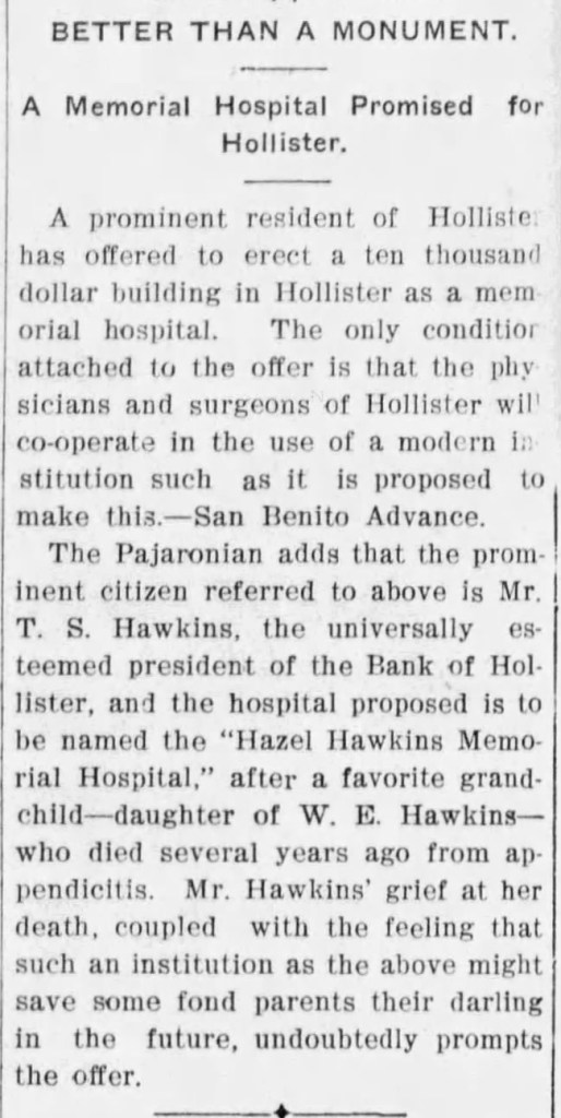"Better than a monument." Santa Cruz Surf and Superior California Farmer, July 16, 1904