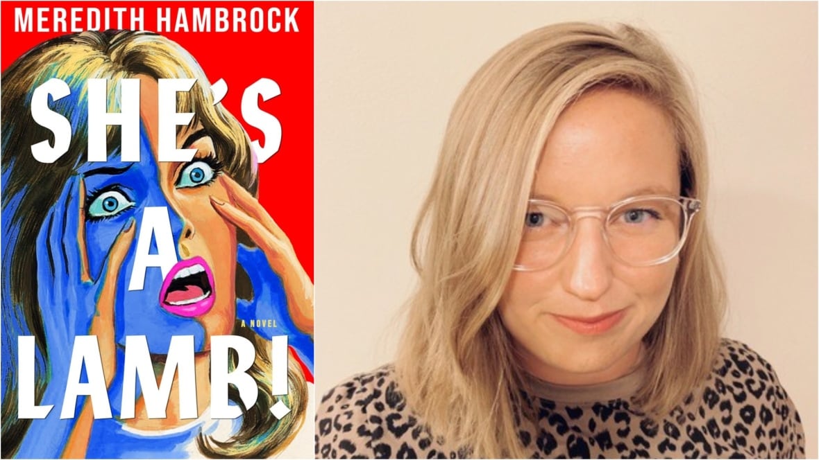 A book cover that shows a woman with her hands on her face in horror with a cartoon aesthetic. It is pictured next to a smiling blond woman.