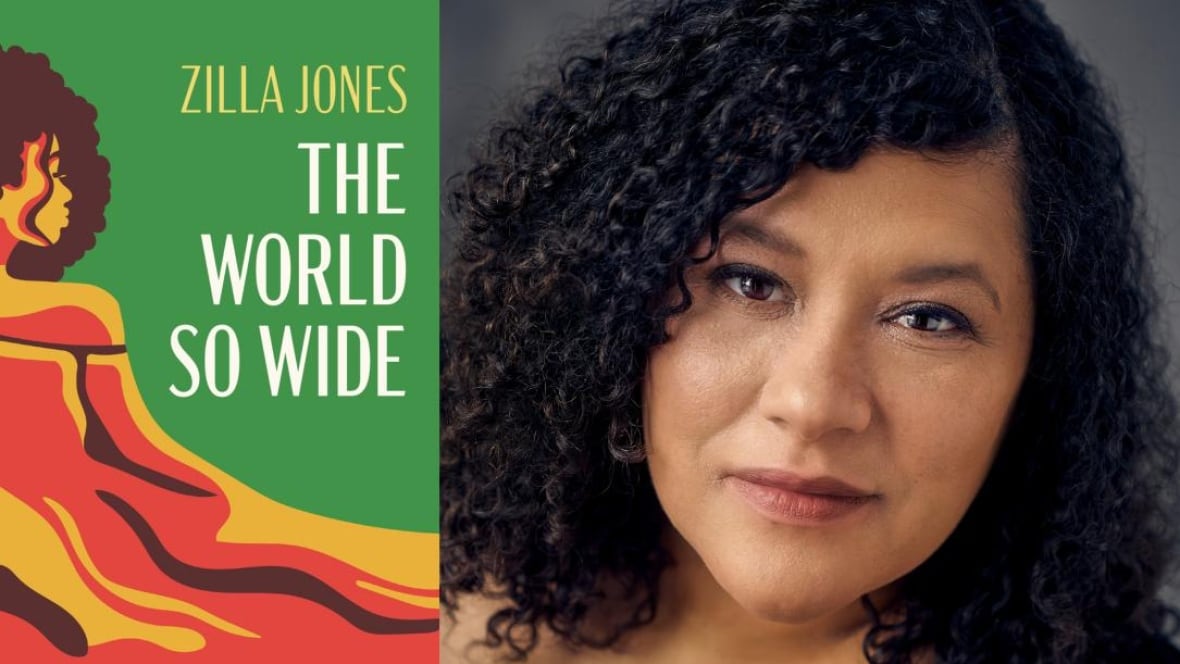 The book cover with an illustration of a woman shaped like a volcano and the author photo: a close up portrait of a woman with dark curly hair